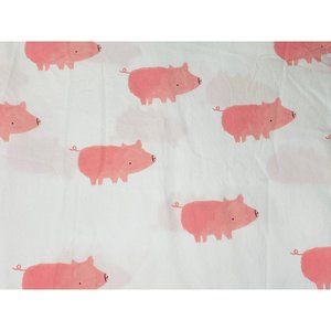 Land of Nod Pink FU PI PIG‎ EXCURSION Full Flat Sheet 100% Cotton